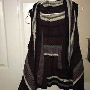 Vest type shawl sweater
